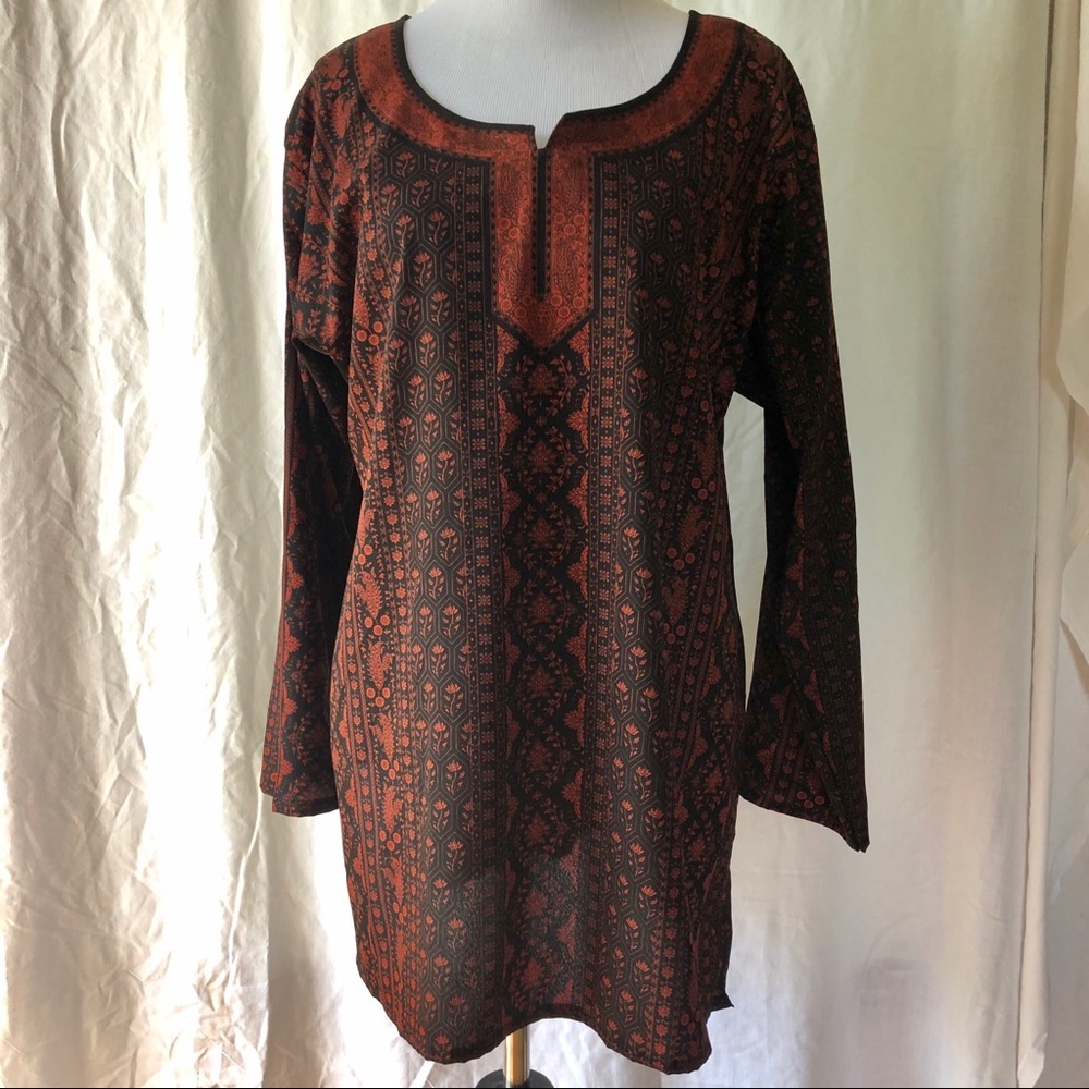 Maple Clothing Black & Orange Floral Print Tunic (XL)